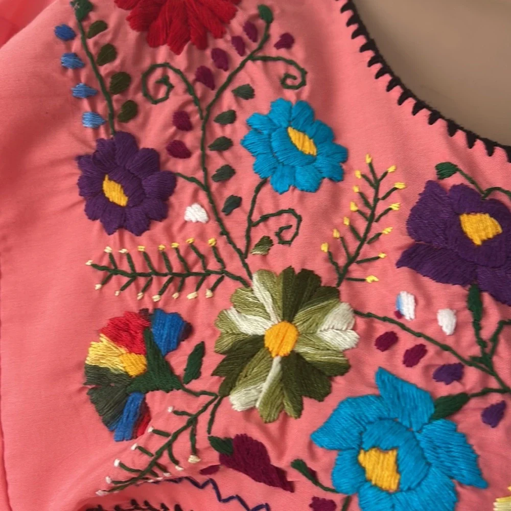 Multi color Hand embroidered  Womens DRESS  size MEDIUM - Picture 6 of 16